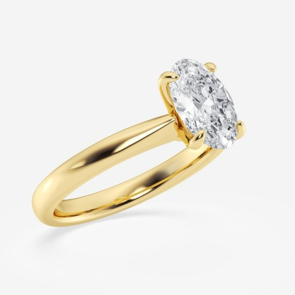 1 1/2 ctw Oval Lab Grown Diamond Petite Solitaire Engagement Ring - Picture 4 of 7